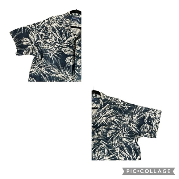Polo Ralph Lauren Clayton Blue Linen Silk Palm Tree Hawaiian Button Shirt Sz L - Picture 8 of 12